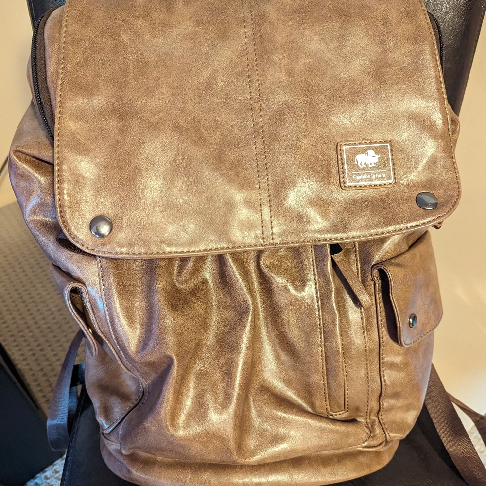 Tan Vegan Leather Backpack